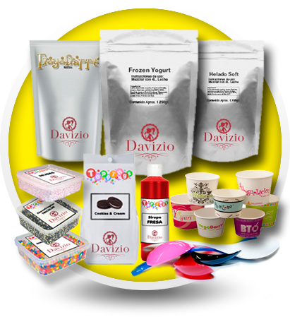 Productos y consumibles para frozen yogurt helado soft