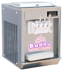 maquina pequeña sobremesa para Frozen Yogurt Helado Soft 2 sabores 3 grifos